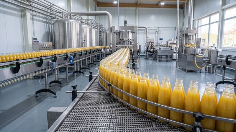 Automated ginger juice bottling line, ready for labeling under your own brand